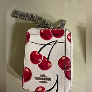 Coach cherry card case wristlet